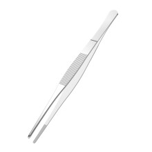 Tweezers Stainless Steel 5 Inch Straight Round Blunt Serrated Tip 1/16 Inch Thick 4 Pack Garden Home Lab Tools