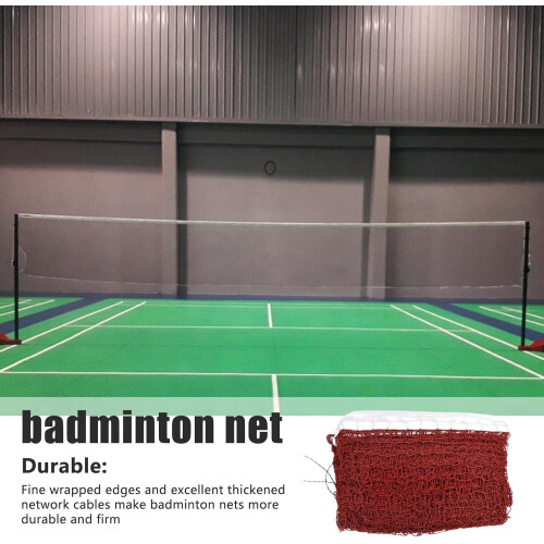 Badminton Net Professional Grade High Strength Mesh, Lightweight Foldable Portable Net, Red 1