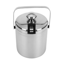 Bar Ice Bucket 1.2L Double Wall Stainless Steel With Lid For Beer And Wine Champagne Chilling