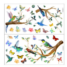 Lente raamdecoratie, 2 bladeren, vogels, lente raamdecoratie, 30*60cm