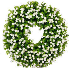 Türkranz Frühling Künstliche Blumen Grün Haustür Deko Kranz 34cm