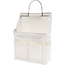 Organizador de parede/porta dobrável com bolsos, branco, para pendurar na parede.
