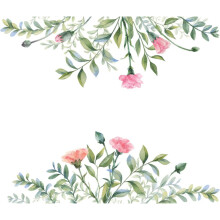 Vinilo decorativo de pared con plantas verdes, pegatina de pared floral para dormitorio
