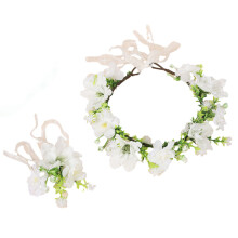 Blumen Kranz Stirnband Krone Blumengirlande Haare Hochzeit mit Armband