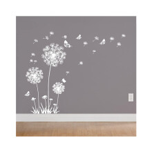 Adhesivos de pared blancos con forma de dientes de león para decoración de paredes.