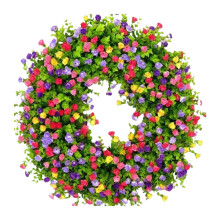 Türkranz Frühling Künstliche Blumen Grün Haustür Deko Kranz 34cm