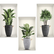 Adhesivos de pared con forma de jarrón en 3D, juego de 3 piezas de vinilo decorativo para pared, ideales para la sala de estar o la cocina.