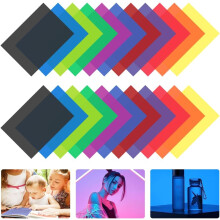 22 stuks gekleurde gelfilters, 11 kleuren, voor fotografie.