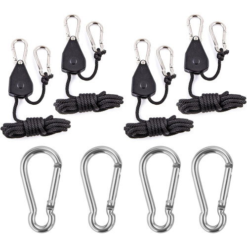 4-piece rope ratchet with hook foot, long adjustable rope pull
