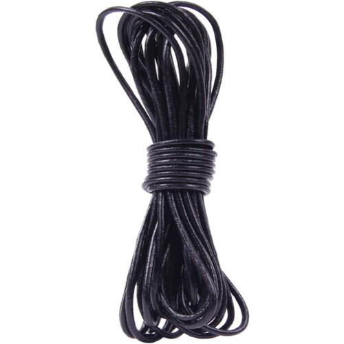 Cordon en cuir véritable de 5 m x 2 mm, style vintage classique.