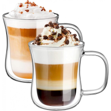 Double-walled latte macchiato coffee cups, glass, 2 pieces, 350ml