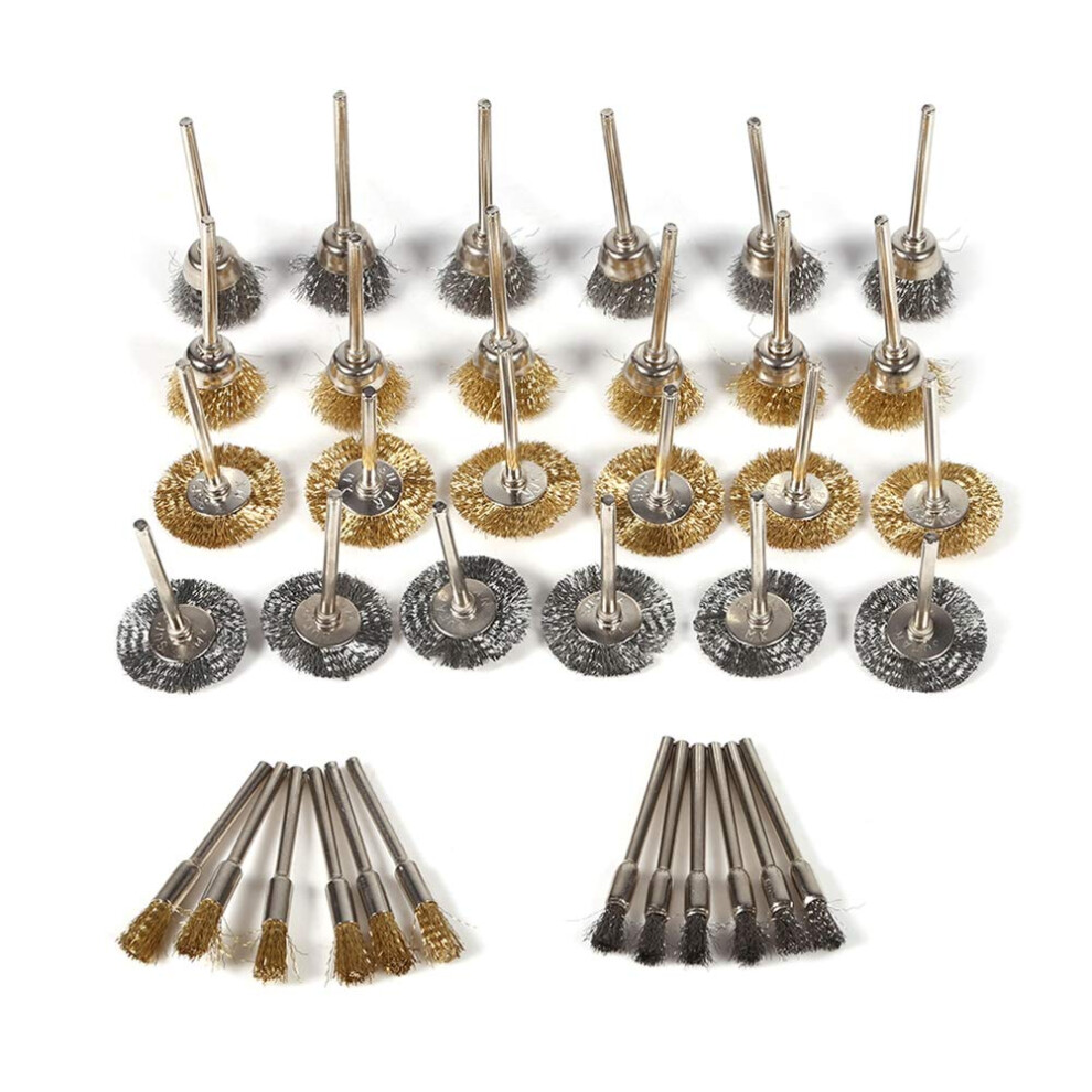 36Pcs Brass Steel Wire Wheel Brush Cup Brushes Set Compatible With Rotary Tools Portable Wheel Shaped Polishing Kit 9393856423910