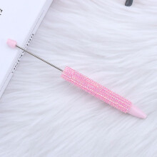 Beadable Pens 6 Pcs 16 Cm White Diamond Black Ink Ballpoint Holographic Beading 51-Diamond Light Pink Bullet Type 1.0