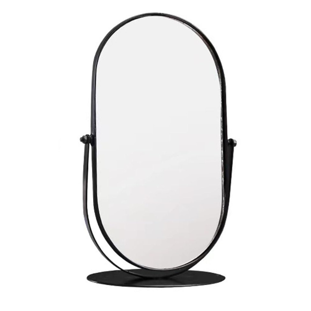 Black Desktop Mirror With Stand, Metal Frame, Oval Vanity Tabletop Mirror, Freestanding Bathroom Bedroom Mirror,