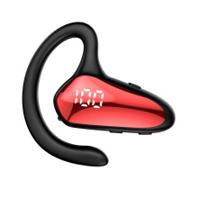 Wireless Headset V5.0 Bluetooth Bone Conduction Earpiece Noise Cancelling Single Ear Hook Built In Mic Red 200h Standby