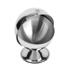 Stainless Steel Sugar Bowl Globe Shape Salt Container With Roll Top Lid For Home Kitchen