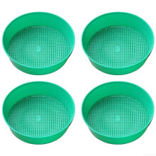 Garden Soil Sieve Set Of 4 Plastic Sifters Emerald Green For Soil Preparation And Water Drainage