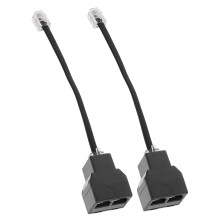 Telephone Line Splitter Adapter 2-Pack With PC Detachable Cable Black For Landline Signal And Multi-Device Connection
