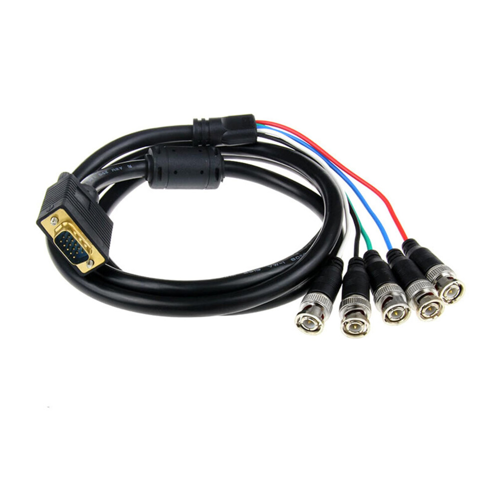 Vga To 5 Bnc Rgbhv Cable Bidirectional Intercommunication Coaxial High Resolution Adapter Cord For Hdtv 9084446474480