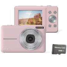 Digitalkamera 44MP/1080P/16X Digitalzoom/Blitz/32-GB-Speicherkarte Pink