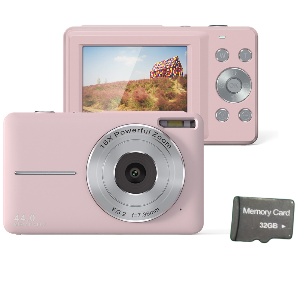 Digital Camera 44Mp/1080P/16X Digital Zoom/Fill With 32Gb Card Light/Pink 7314280409365