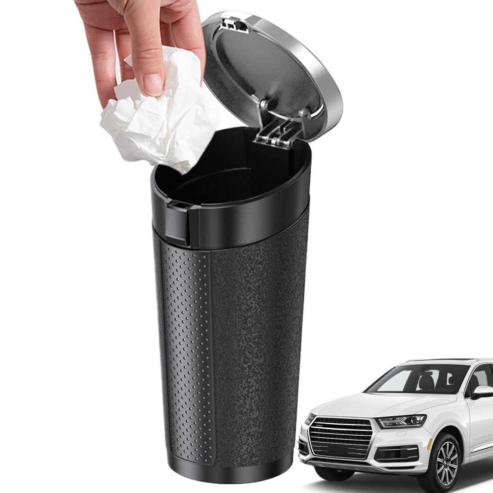 Garbage Can For Car Waterproof Vehicle Trash Can With Lid Portable Small Trash Can For Vehicle And Workplace Silver 9354506360245