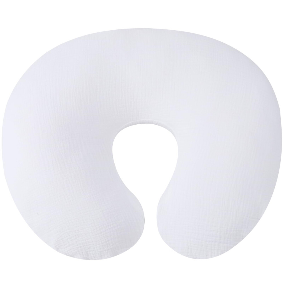 100% Cotton Muslin Nursing Pillow Cover 22 x 17 Inches White Solid Fits Standard Infant Nursing Pillow or Positioner