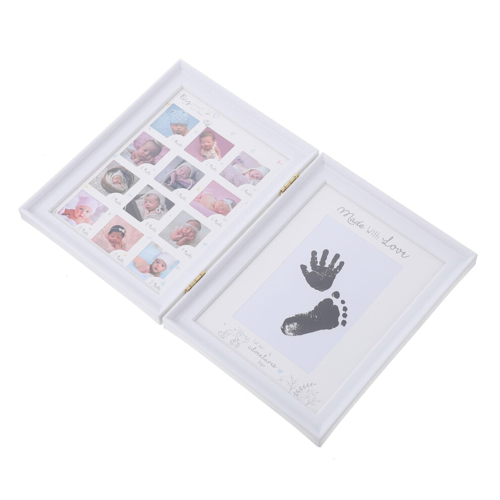 Unique Baby Photo Frame Handprint Footprint Growth Memory Home Decor Wood Keepsake Frame For Baby Milestones White