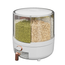 Rotating Rice Dispenser 360 Degree, Removable Rotary Dispenser, 6-Compartment Rice Storage Box, Small Grain Container