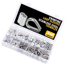 410Pcs Aluminum Crimping Looping Sleeve For Wire Rope And Cable Double Barrels Ferrules Set Wire Rope Ferrules