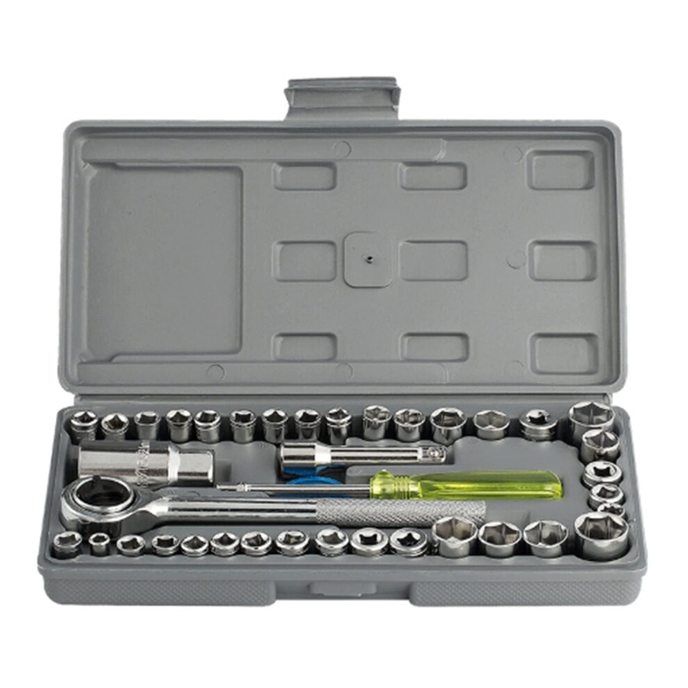 Wrench Sockets 40 Sets, Silver, For Manual Disassembly And Assembly Of Automotive And Motorcycle Tools, Metric Sizes 9354506361891