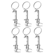 6pcs Keyring Tool Kit Vernier Caliper Keychain Zinc Alloy Pocket Tool Multiuse For Models Model Making Craft Projects