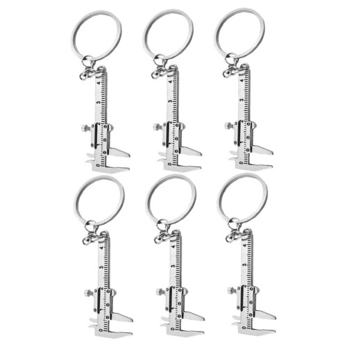 6pcs Keyring Tool Kit Vernier Caliper Keychain Zinc Alloy Pocket Tool Multiuse For Models Model Making Craft Projects