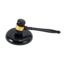 Wooden Gavel & Block Set Black Smooth Solid Wood Painted Gavel Toy For Classroom Role Play Student Gift, Lawyer, Justice