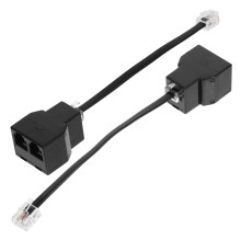 Telephone Splitter Detachable Adapter Phone Cable Connector For Dual Device Connections Compact Portable Design 2 Pcs