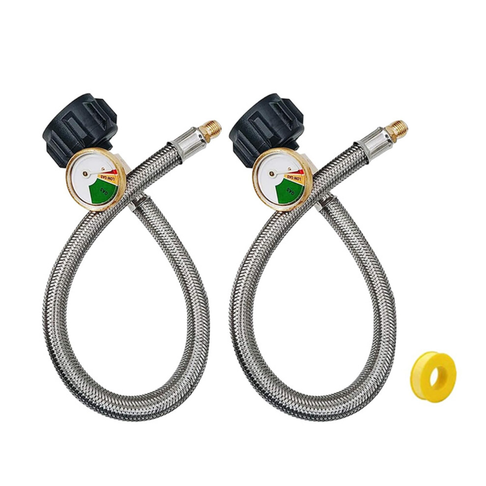 Regulator Propane Hose Connector With Gauges 1/4In Male 2-Pack-image-OPC-PMBHHJN-NEW