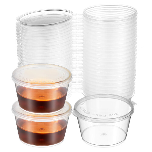 100 Stk Condiment Cups 2 Oz Mit Deckeln