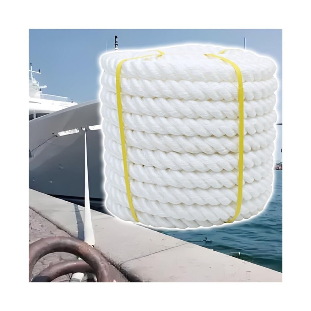 Three-Strand Braided Dock Lines 14Mm X 10M White High-Strength Marine Grade Nylon Rope For Docking And Mooring 9393856429226