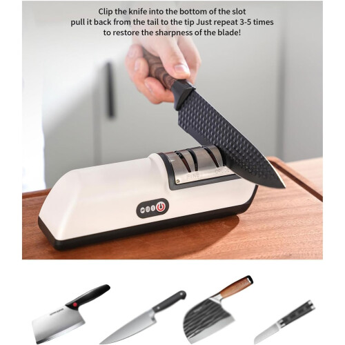 2-Stage Knife Sharpening Tool Electric Kitchen Knife Sharpener Black Precision Sharpening System Fast And Safe 1