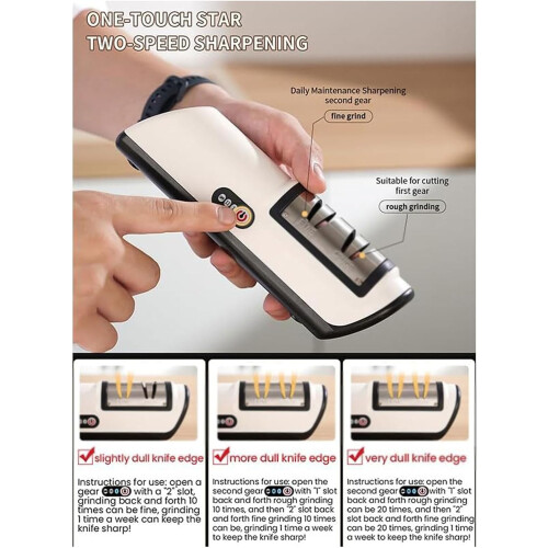 2-Stage Knife Sharpening Tool Electric Kitchen Knife Sharpener Black Precision Sharpening System Fast And Safe 2