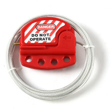 Lockout Tagout Cable Lock, Red, Adjustable Steel Vinyl-Coated Cable Lockout for LOTO Applications, Works With Safety LOTO Locks