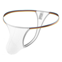 Men's Underwear Briefs Mesh See-Through Jock Strap Low Waist Elephant Pouch Cosplay Costume Size S White