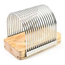 Homemade Bread Made Easy Kitchen Slicer With Fixed Base Wooden Seat Toast Slicer Bread Machine Silver