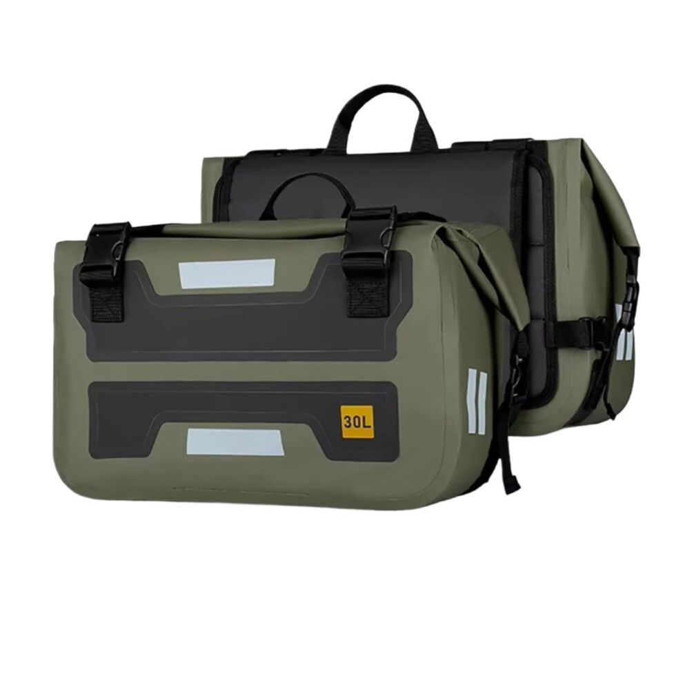 Motorcycle Saddle Bag 60L Universal Seat Bag Panniers For Motorcycles Travel Camping Green 9084446482348