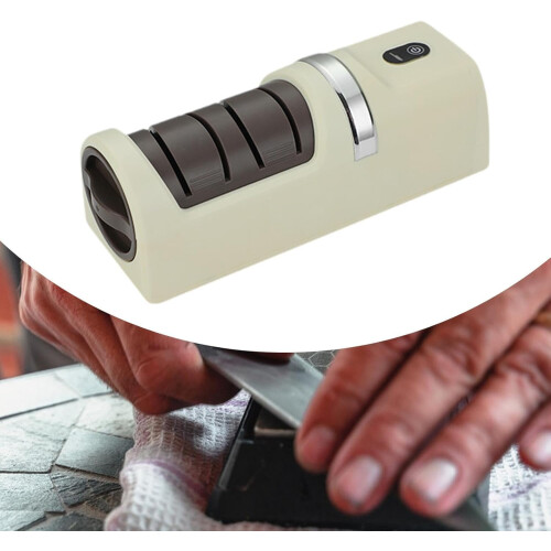 Knives Sharpening Portable Automatic Electric Knife Sharpener For Kitchen Camping Restaurant Use White 2