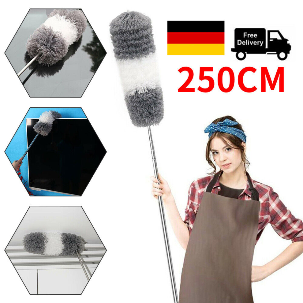 Telescopic feather duster dust catcher dust mop gray 80cm - 250cm extendable DHL-image-OPC-PMBJ22G-NEW