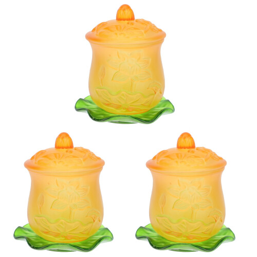 3 Sets Heiliges Wasserbecher Buddhistisches Lotusdesign 1