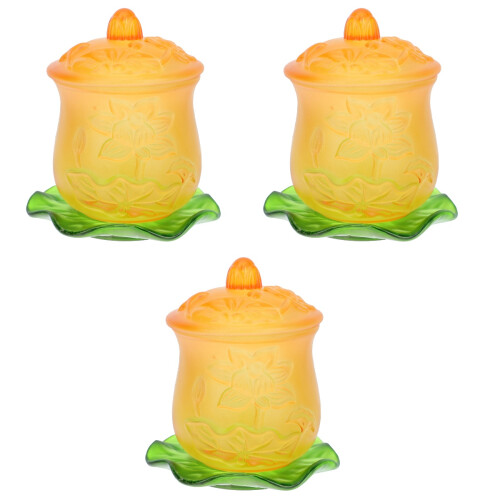 3 Sets Heiliges Wasserbecher Buddhistisches Lotusdesign 2