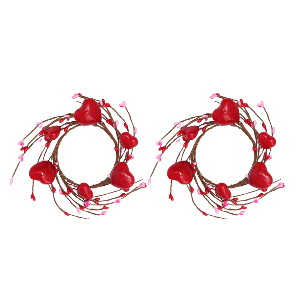 2 Sztuki Walentynkowy Wianek Z Czerwonymi Jagodami I ŚWięTymi-image
