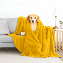 (Yellow) Soft Fleece Dog Blanket – 130x150cm Warm Reversible Pet Throw for Dogs & Cats – Ultra Cozy Anti-Pill Fleece Pet Blanket